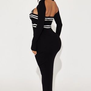 Ella Sweater Midi Dress - Black/White